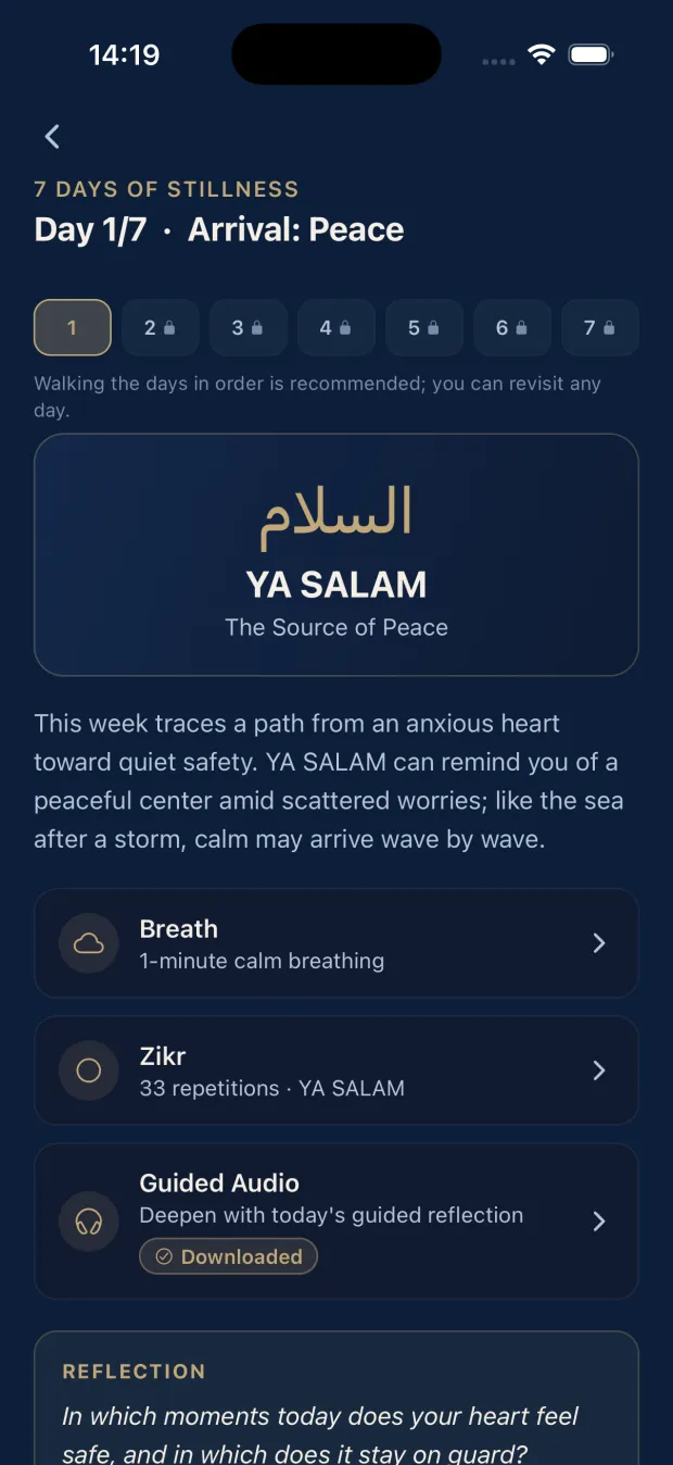 A Deruni journey day: YA SALAM, five steps and a reflection question
