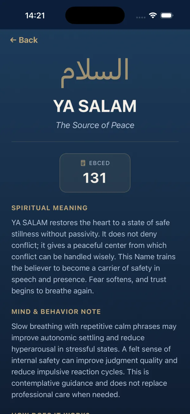 A Deruni Esma entry: YA SALAM, its abjad value and spiritual meaning
